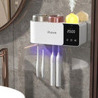 UV Toothbrush Holder Sanitizer Aromatherapy Diffuser IR Night Light Wall Mount Auto-Cycle 99.99% Sterilization Rate Intelligent