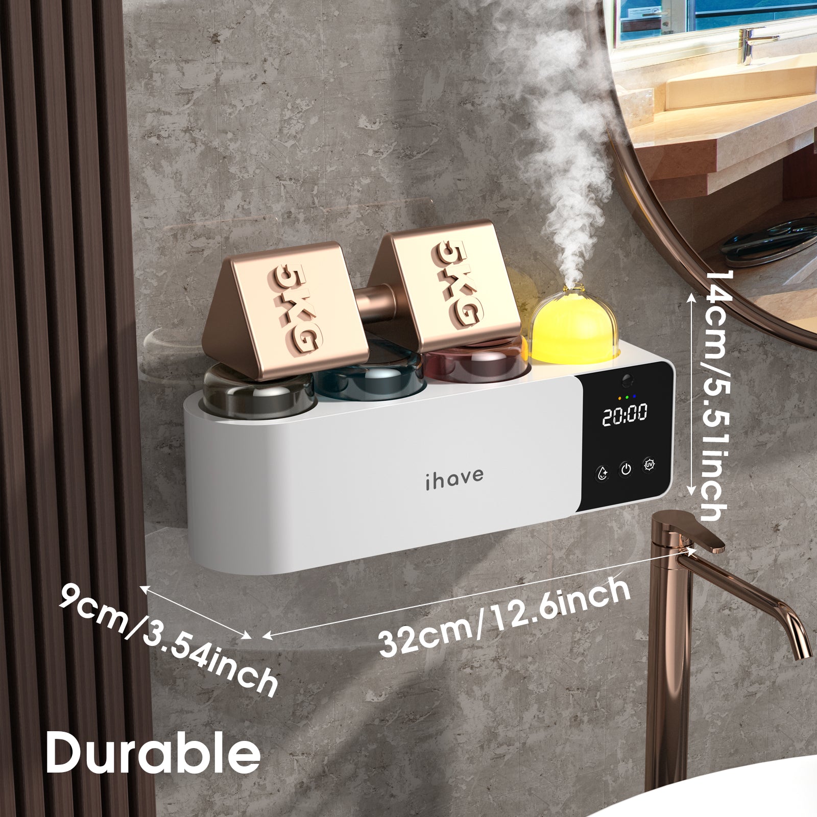 UV Toothbrush Holder Sanitizer Aromatherapy Diffuser IR Night Light Wall Mount Auto-Cycle 99.99% Sterilization Rate Intelligent