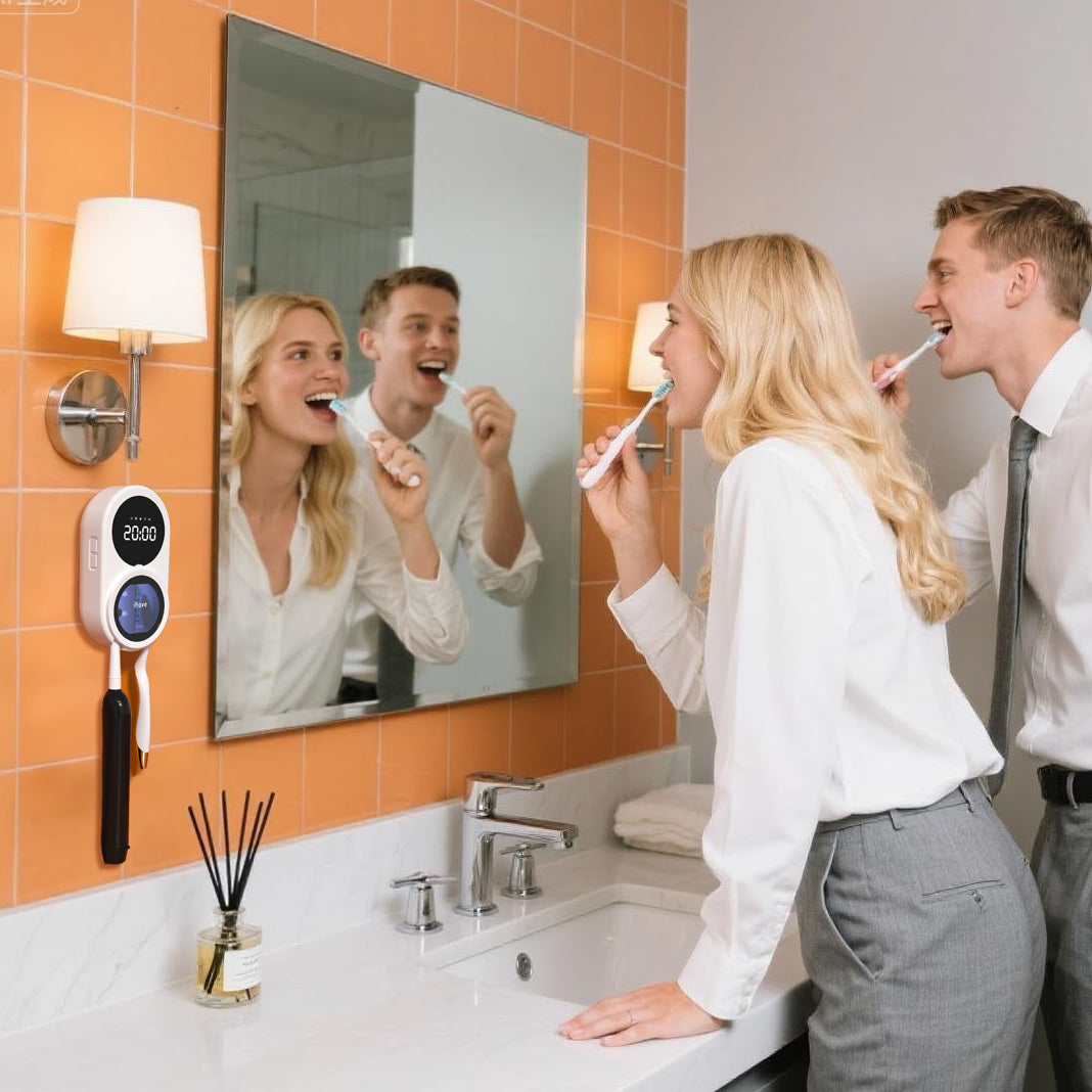 Negative Ion Toothbrush Sanitizers 2-Slot Heated & Fan Drying Toothbrush Sterilizer Portable Rechargeable UV Toothbrush Holder