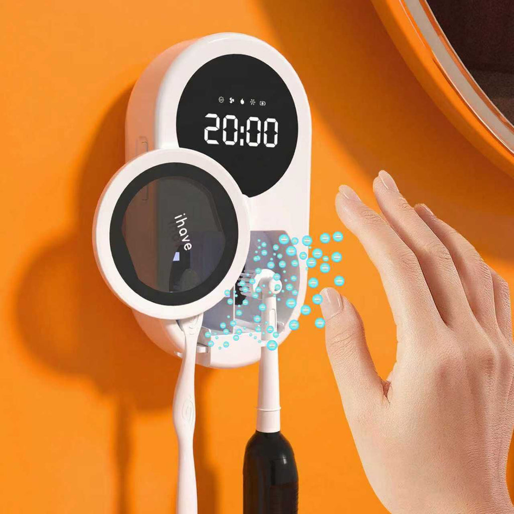 Negative Ion Toothbrush Sanitizers 2-Slot Heated & Fan Drying Toothbrush Sterilizer Portable Rechargeable UV Toothbrush Holder