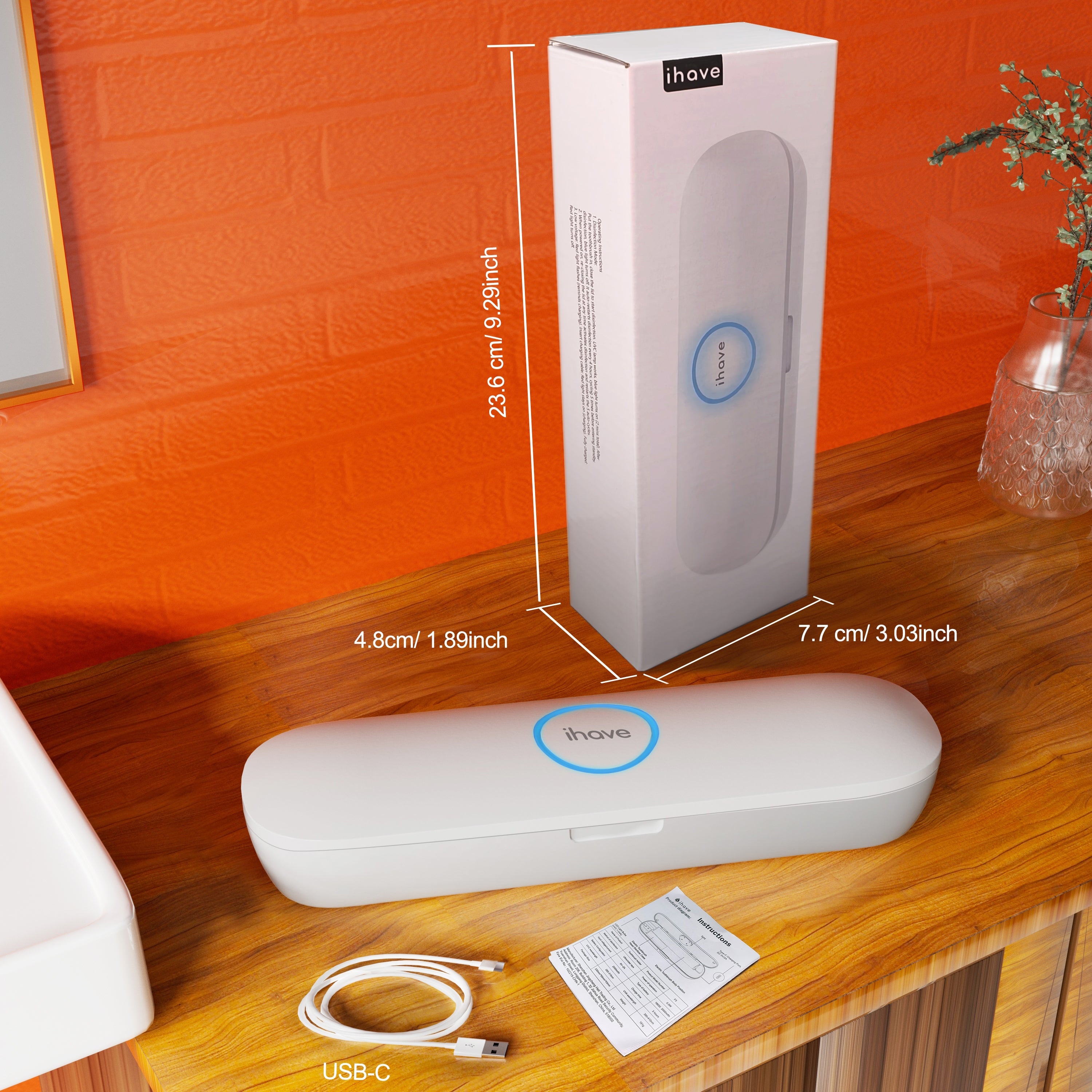 Electric Smart Sanitizing Toothbrush Case Travel Box 99.99% Sterilization Rate USB Type-C Charging UVC Toothbrush Holder