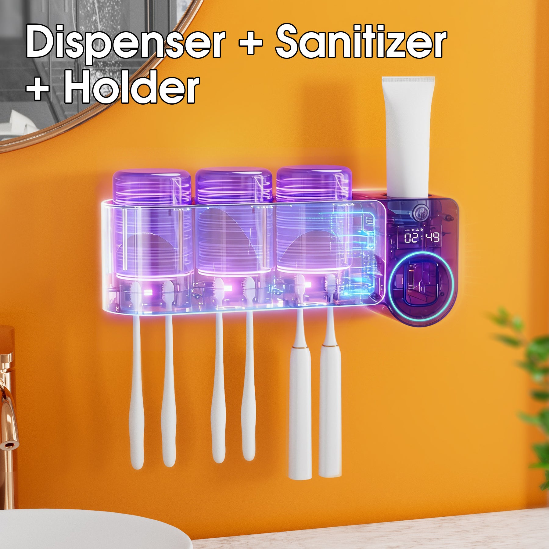 Wall Mounted UV Toothbrush Holder Set Bathroom Organizer UV Sanitizing Toothbrush Holder Intelligent Infrared Sensor Toothbrush Sterilizers