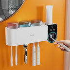 Wall Mounted UV Toothbrush Holder Set Bathroom Organizer UV Sanitizing Toothbrush Holder Intelligent Infrared Sensor Toothbrush Sterilizers