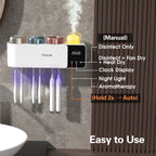 UV Toothbrush Holder Sanitizer Aromatherapy Diffuser IR Night Light Wall Mount Auto-Cycle 99.99% Sterilization Rate Intelligent