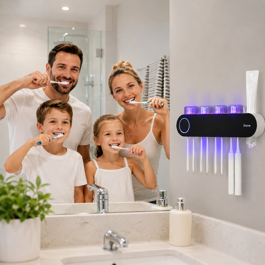 Household Toothbrush Sanitizers Wall Mounted Electric Smart UV Toothbrush Holders（F11） with Toothpaste Dispenser