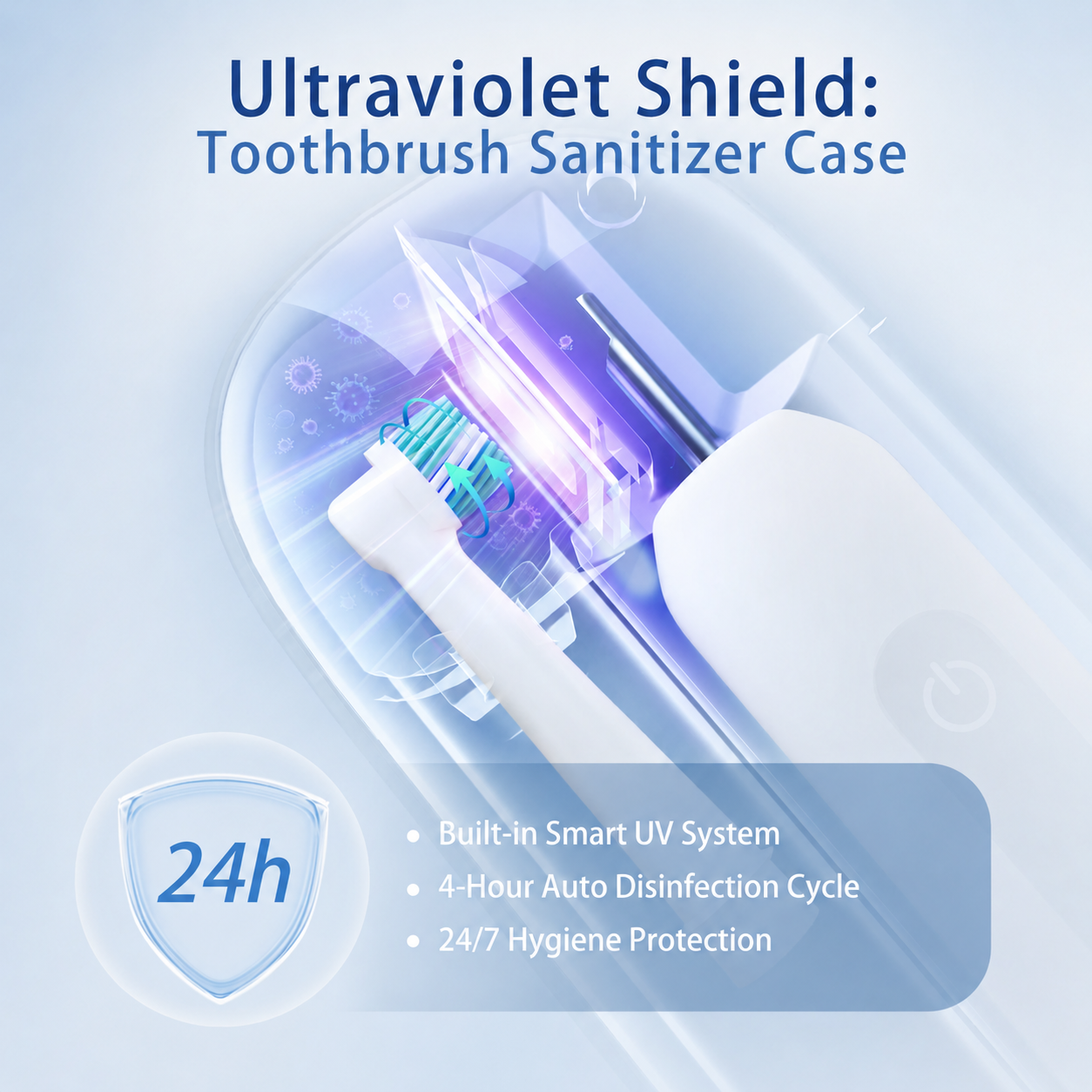 Electric Smart Sanitizing Toothbrush Case – Travel-Ready, 99.99% Sterilization -USB Type-C Charging