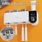 Wall Mounted UV Toothbrush Holder Set Bathroom Organizer UV Sanitizing Toothbrush Holder Intelligent Infrared Sensor Toothbrush Sterilizers
