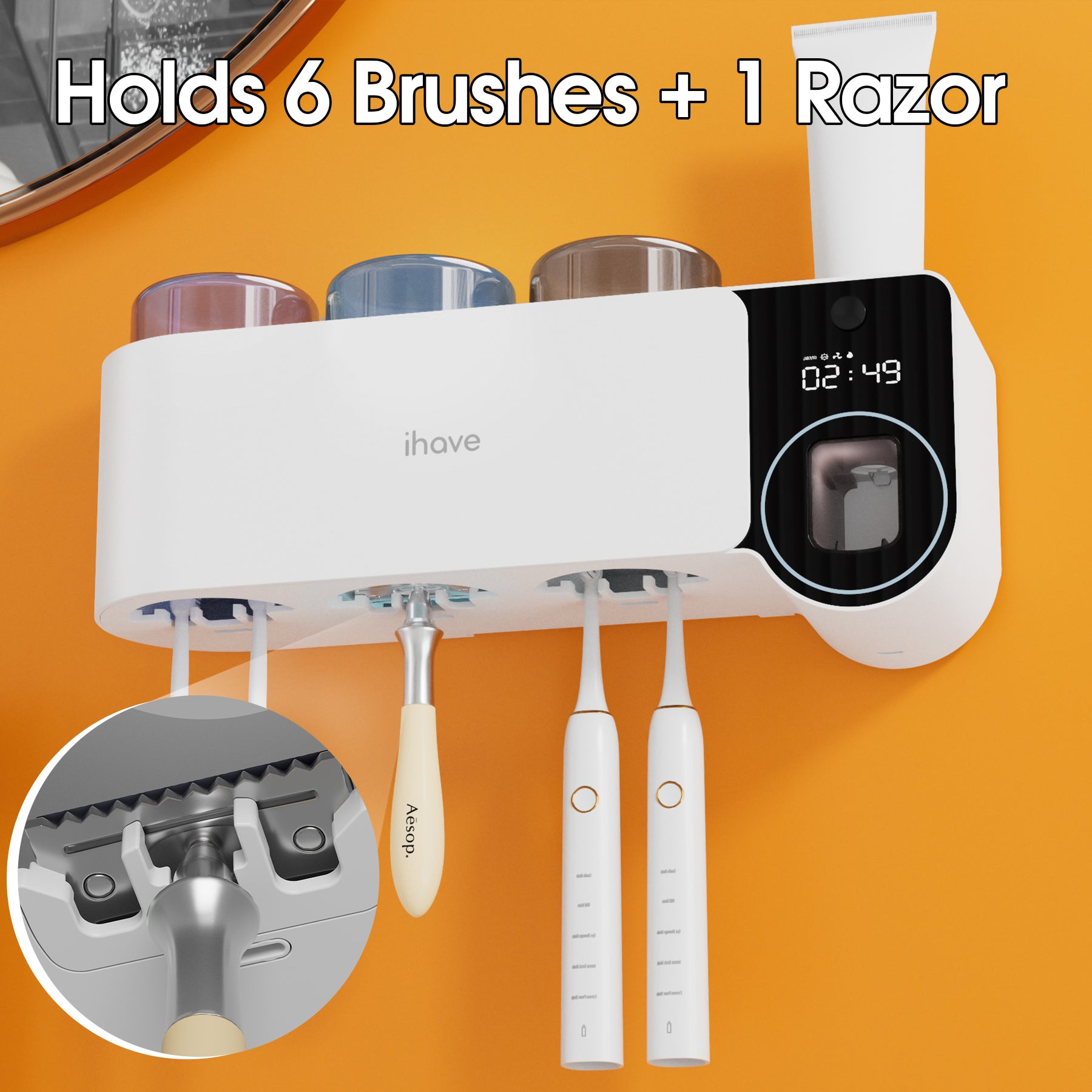 Wall Mounted UV Toothbrush Holder Set Bathroom Organizer UV Sanitizing Toothbrush Holder Intelligent Infrared Sensor Toothbrush Sterilizers