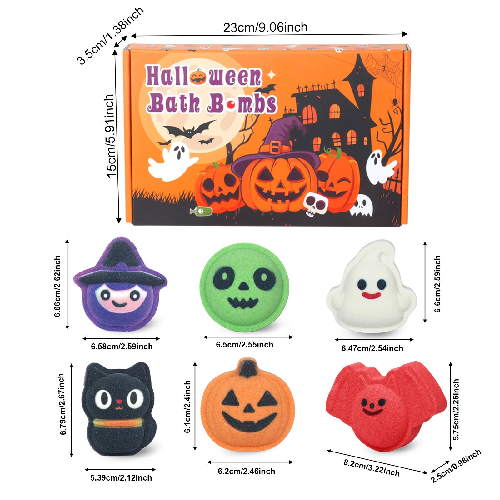 Halloween Bath Bombs for Kids, 6 Spooky Shapes, Trick or Treat Gift Set