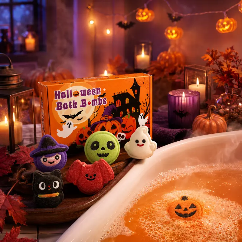 Halloween Bath Bombs for Kids, 6 Spooky Shapes, Trick or Treat Gift Set