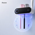 iHave UV Toothbrush Sanitizer Holder Wall Mount Toothpaste Dispenser