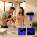 iHave UV Toothbrush Sanitizer Holder Wall Mount Toothpaste Dispenser