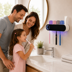 iHave UV Toothbrush Sanitizer Holder Wall Mount Toothpaste Dispenser
