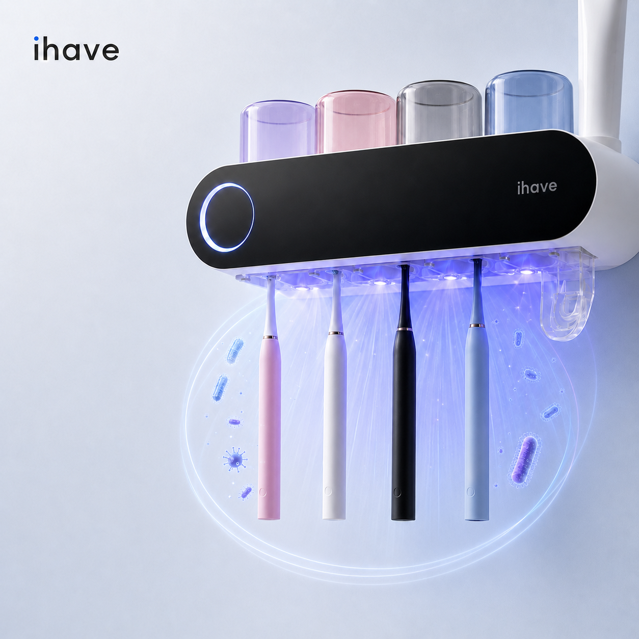 Household Toothbrush Sanitizers Wall Mounted Electric Smart UV Toothbrush Holders（F11） with Toothpaste Dispenser