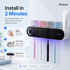 iHave UV Toothbrush Sanitizer Holder Wall Mount Toothpaste Dispenser