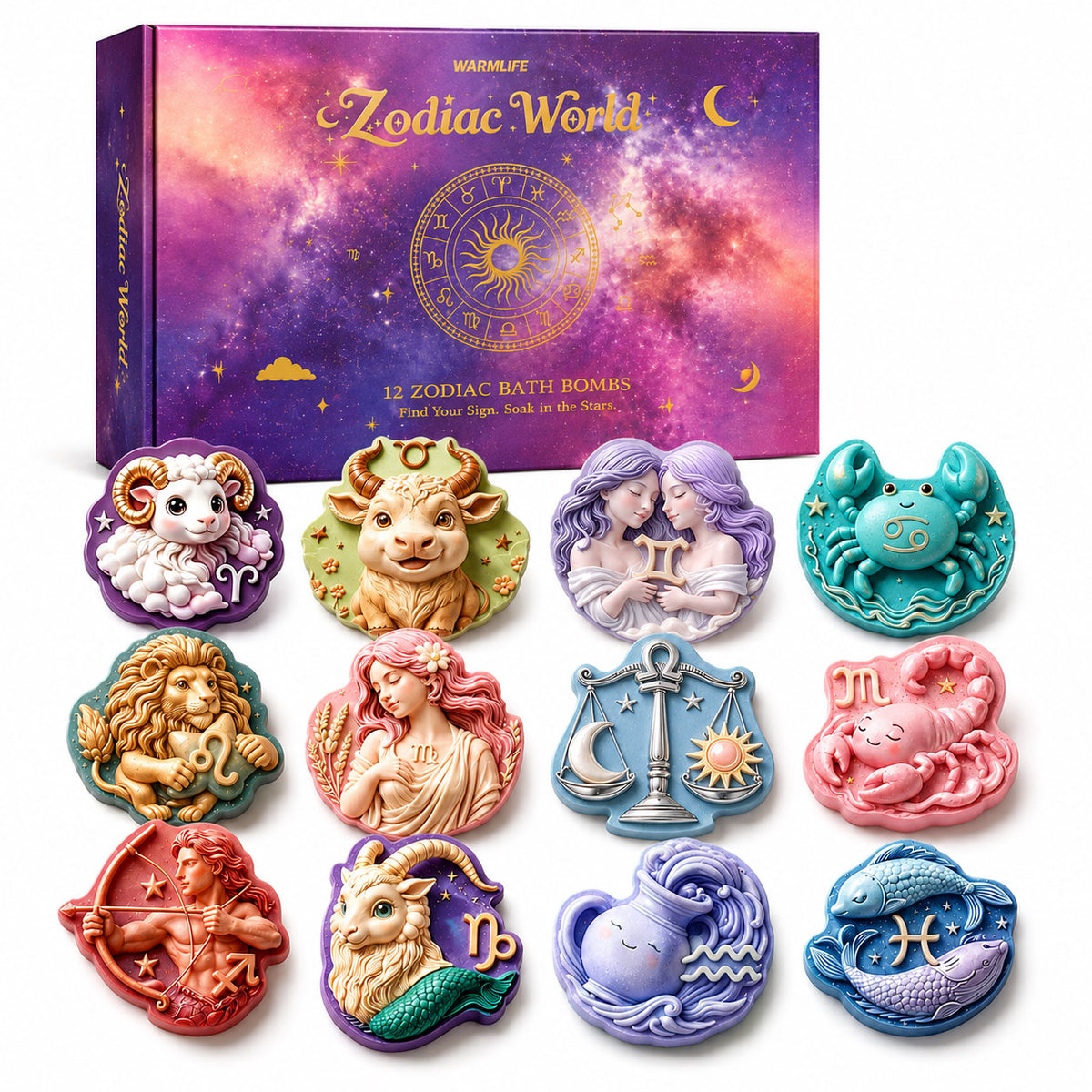 12 Zodiac Sign Bath Bombs